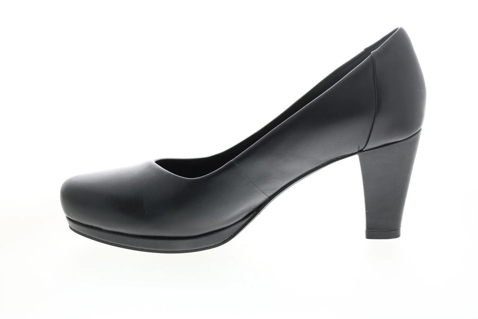 Clarks Black Leather Slip On Pumps Heels Shoes