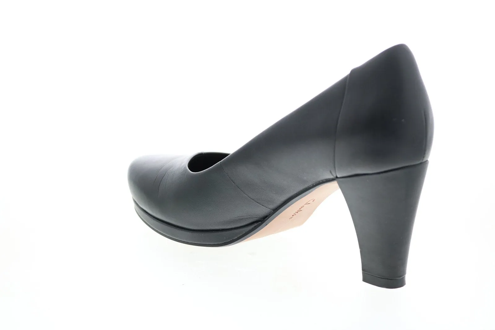 Clarks Black Leather Slip On Pumps Heels Shoes