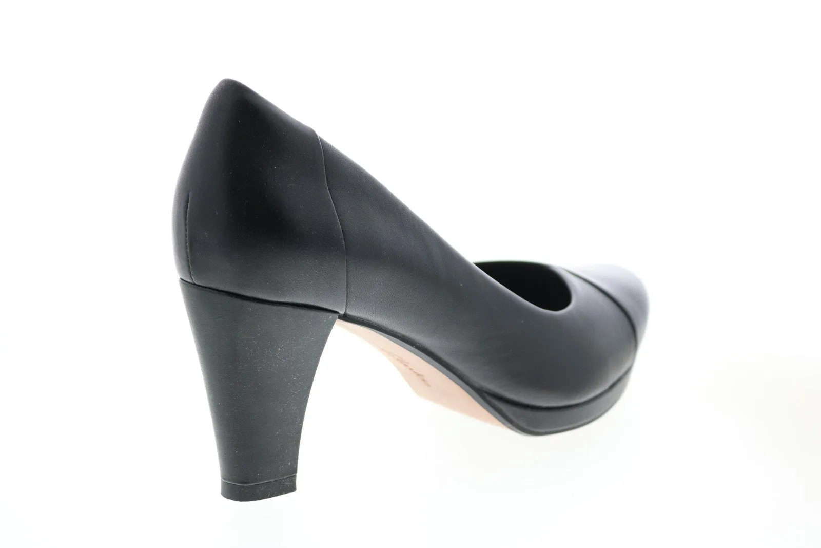 Clarks Black Leather Slip On Pumps Heels Shoes