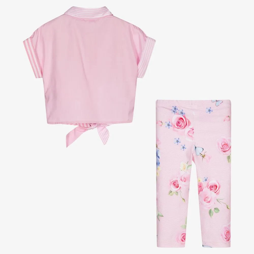 Cotton leggings and top set in pink