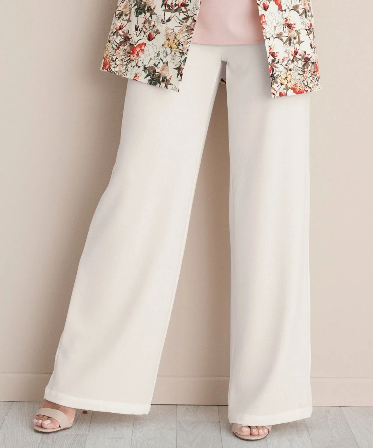 Crepe Pull-On Wide Leg Trousers