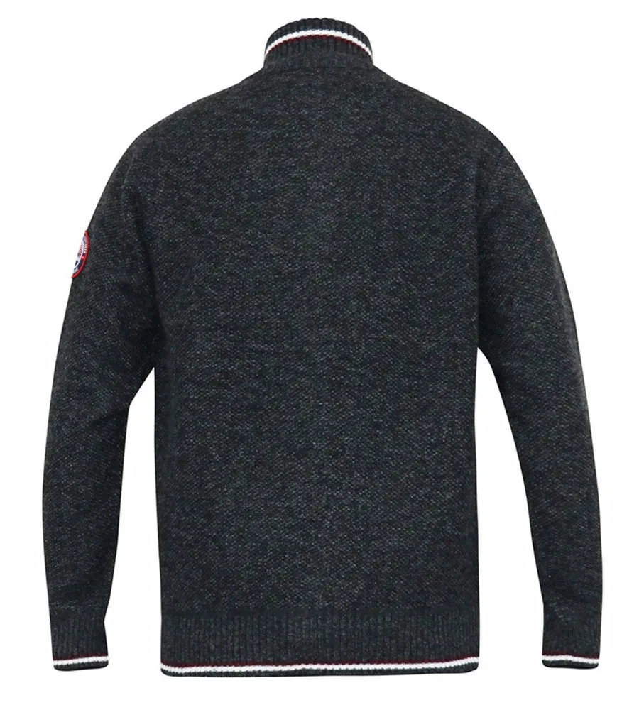 D555 Big Mens Charcoal Knitted Zip Through Sweater Lining ABERDARE 2