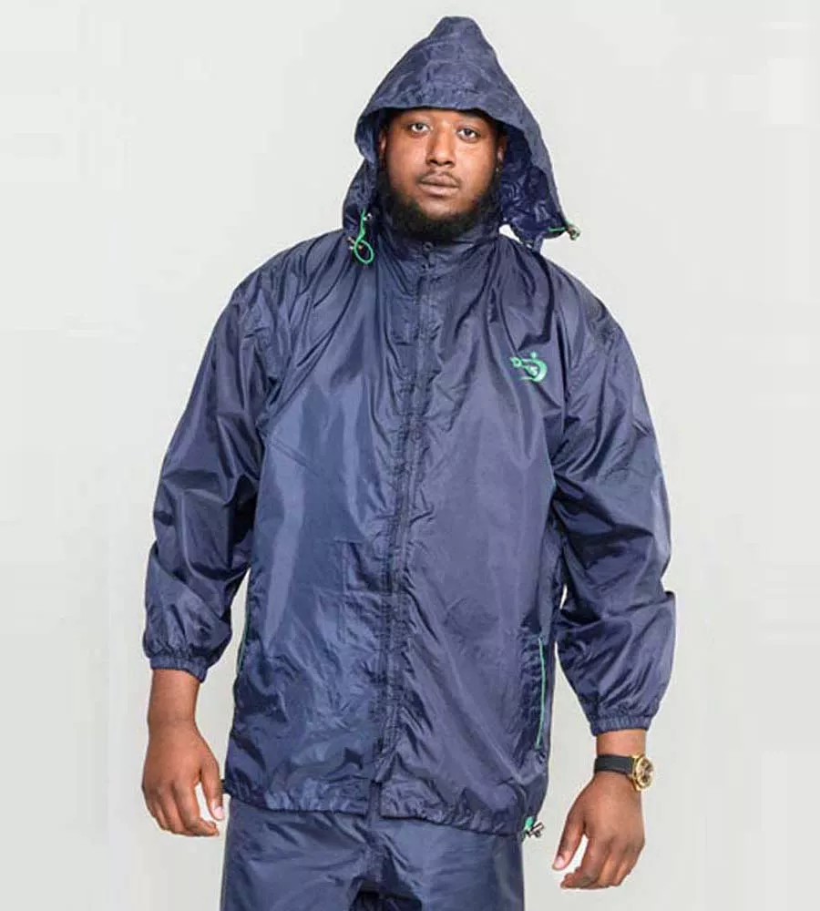 D555 Men's Navy Packaway Weatherproof Rain Jacket