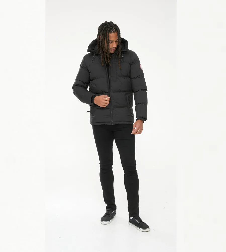 D555 Men's Quilted Puffer Coat With Microfleece Lining and Hood