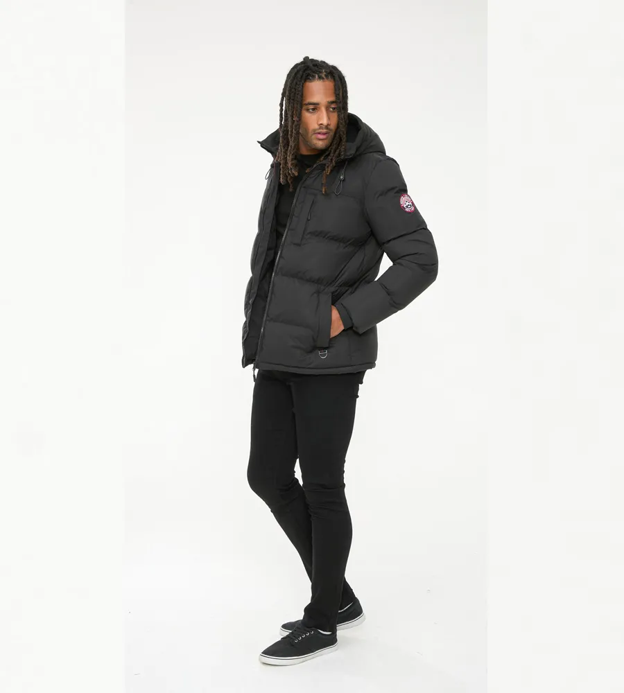 D555 Men's Quilted Puffer Coat With Microfleece Lining and Hood