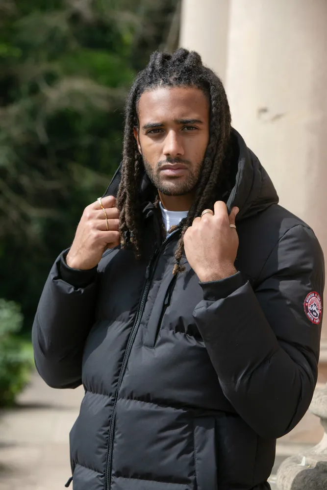 D555 Men's Quilted Puffer Coat With Microfleece Lining and Hood