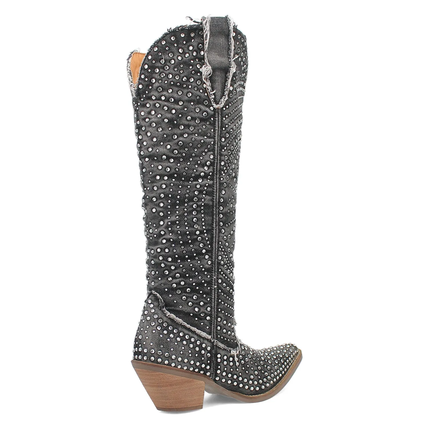 Dingo Women's Black Denim Cowboy Boots - Honkytonk Honey