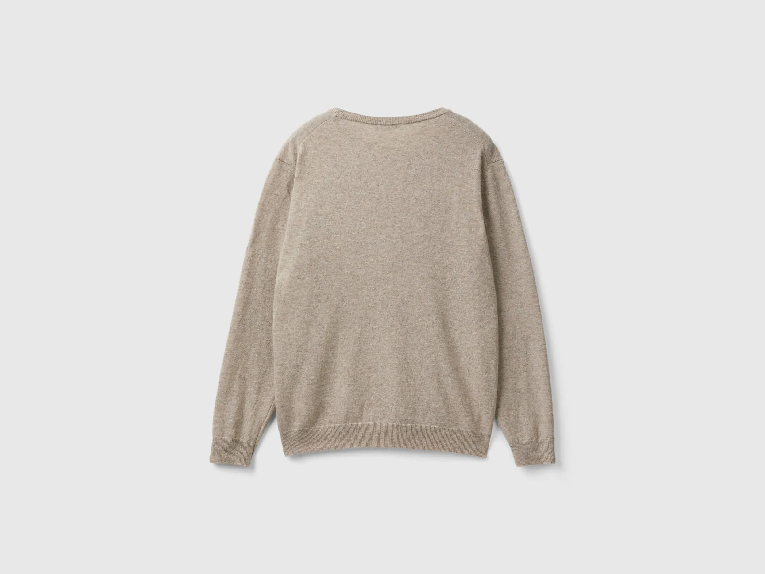 Dove Gray Merino Wool Crew Neck Sweater - Benetton