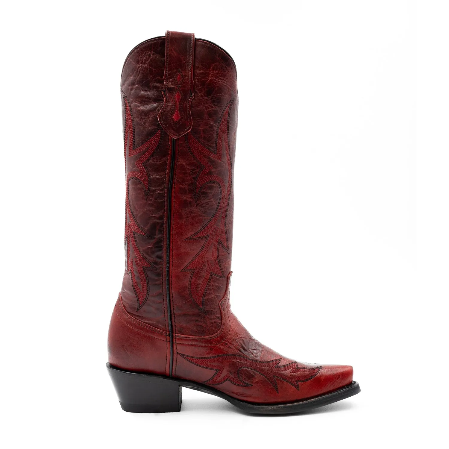 Ferrini Women's Red Leather Cowboy Boots with V-Toe - Scarlett