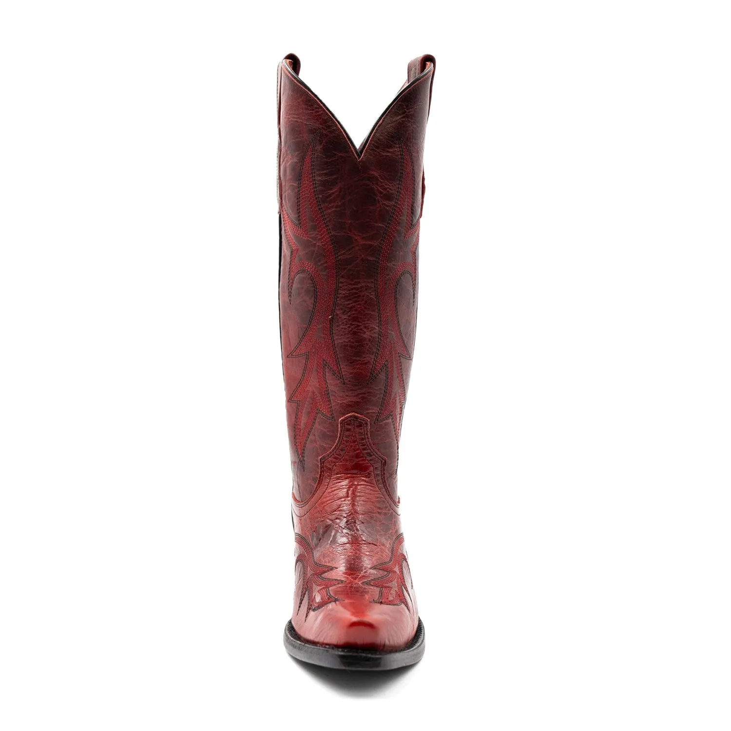 Ferrini Women's Red Leather Cowboy Boots with V-Toe - Scarlett