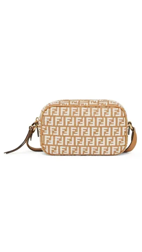 Natural/White FF Tapestry Raffia Camera Bag