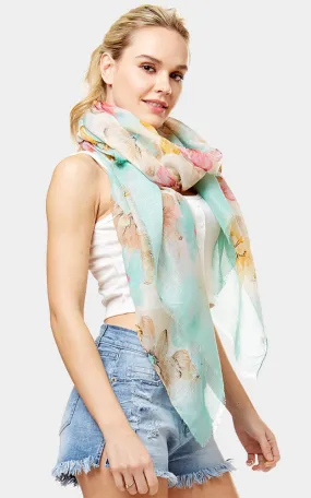 Floral Print Lurex Scarf - LOF1058