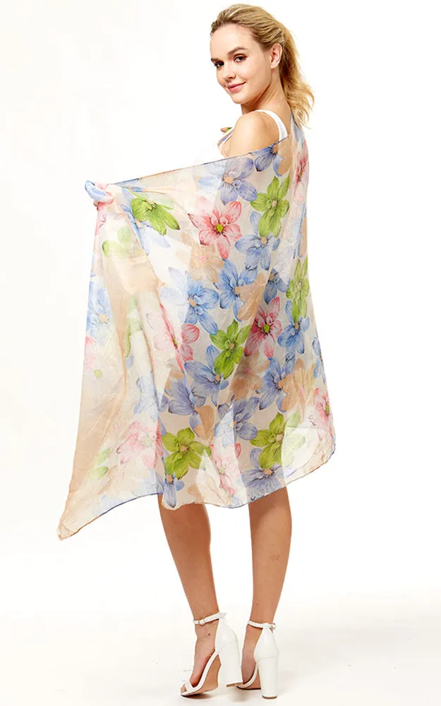 Floral Print Lurex Scarf - LOF1058