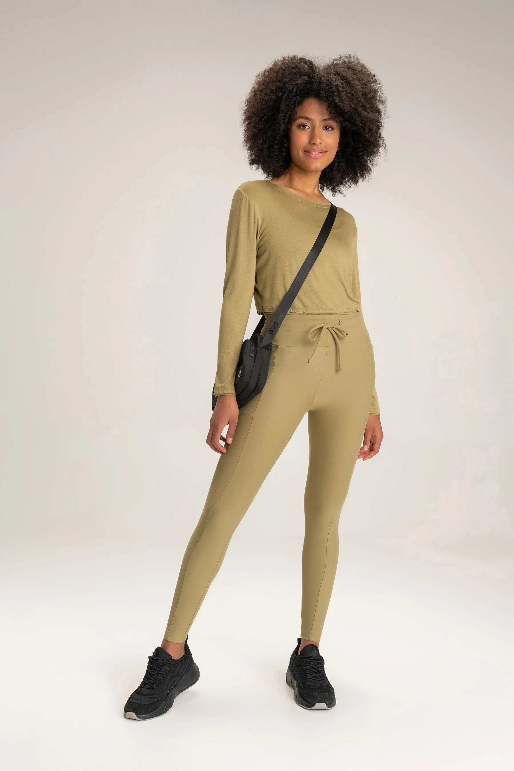 Form-Fitting Neoprene Leggings with Tie Detail