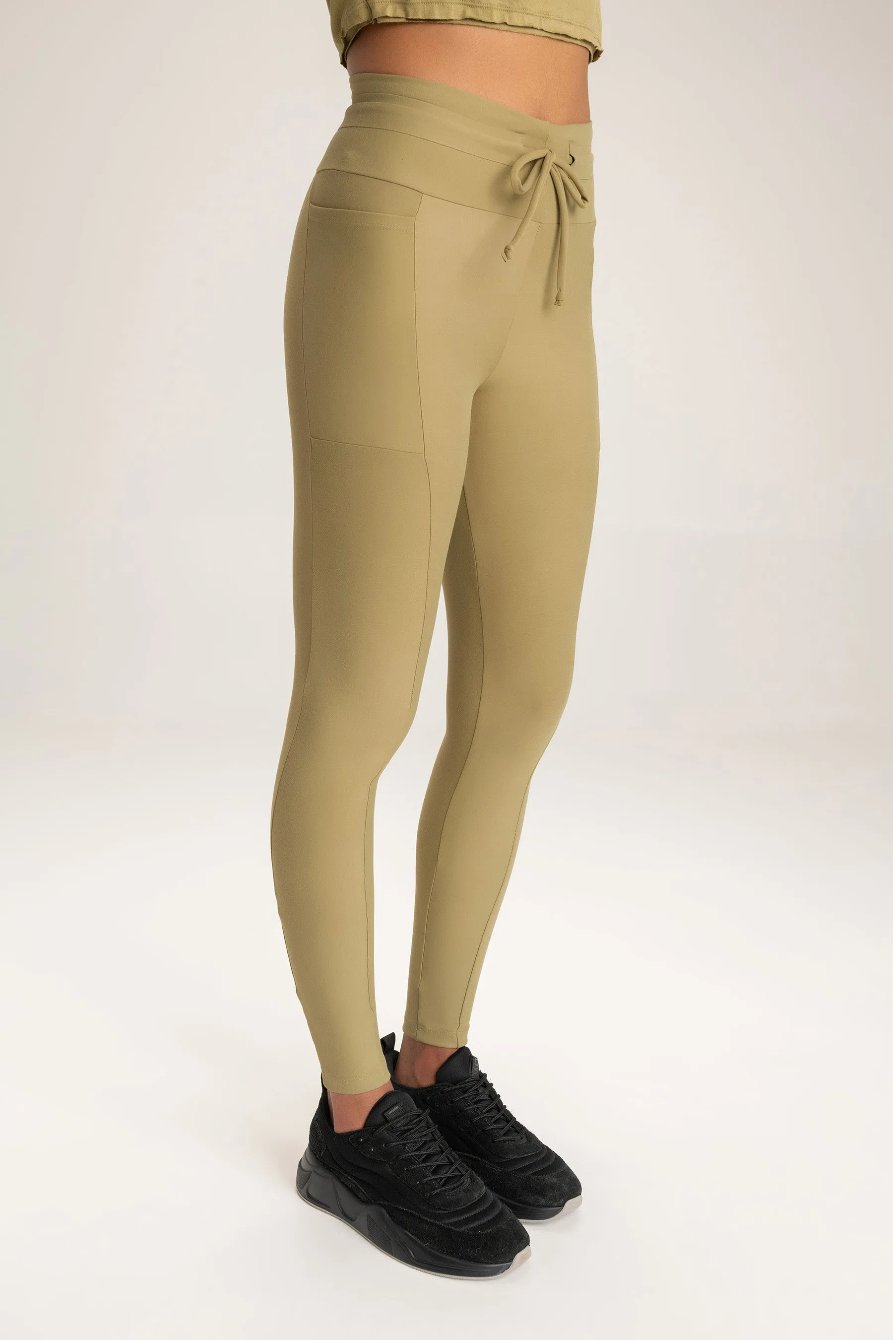 Form-Fitting Neoprene Leggings with Tie Detail