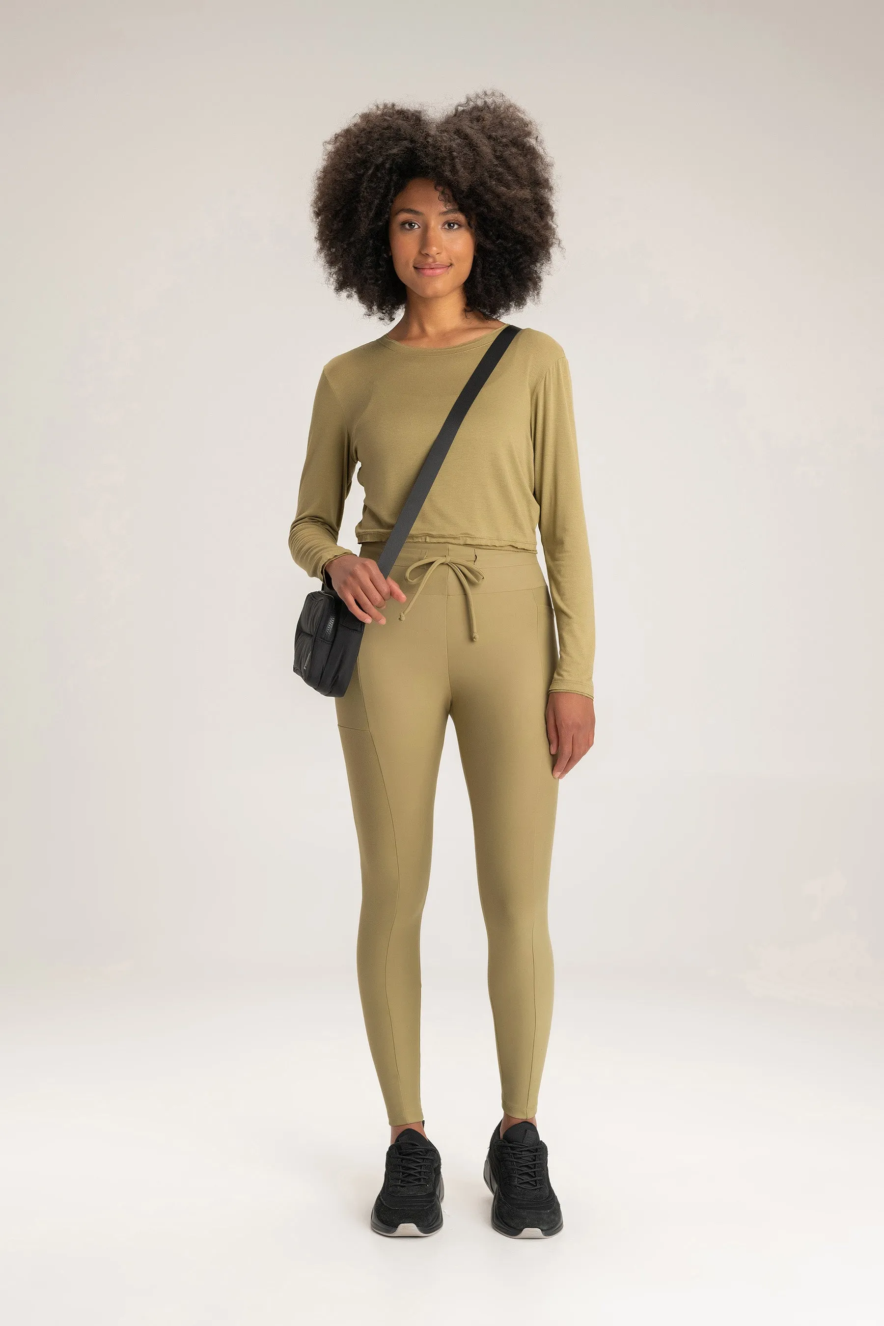 Form-Fitting Neoprene Leggings with Tie Detail