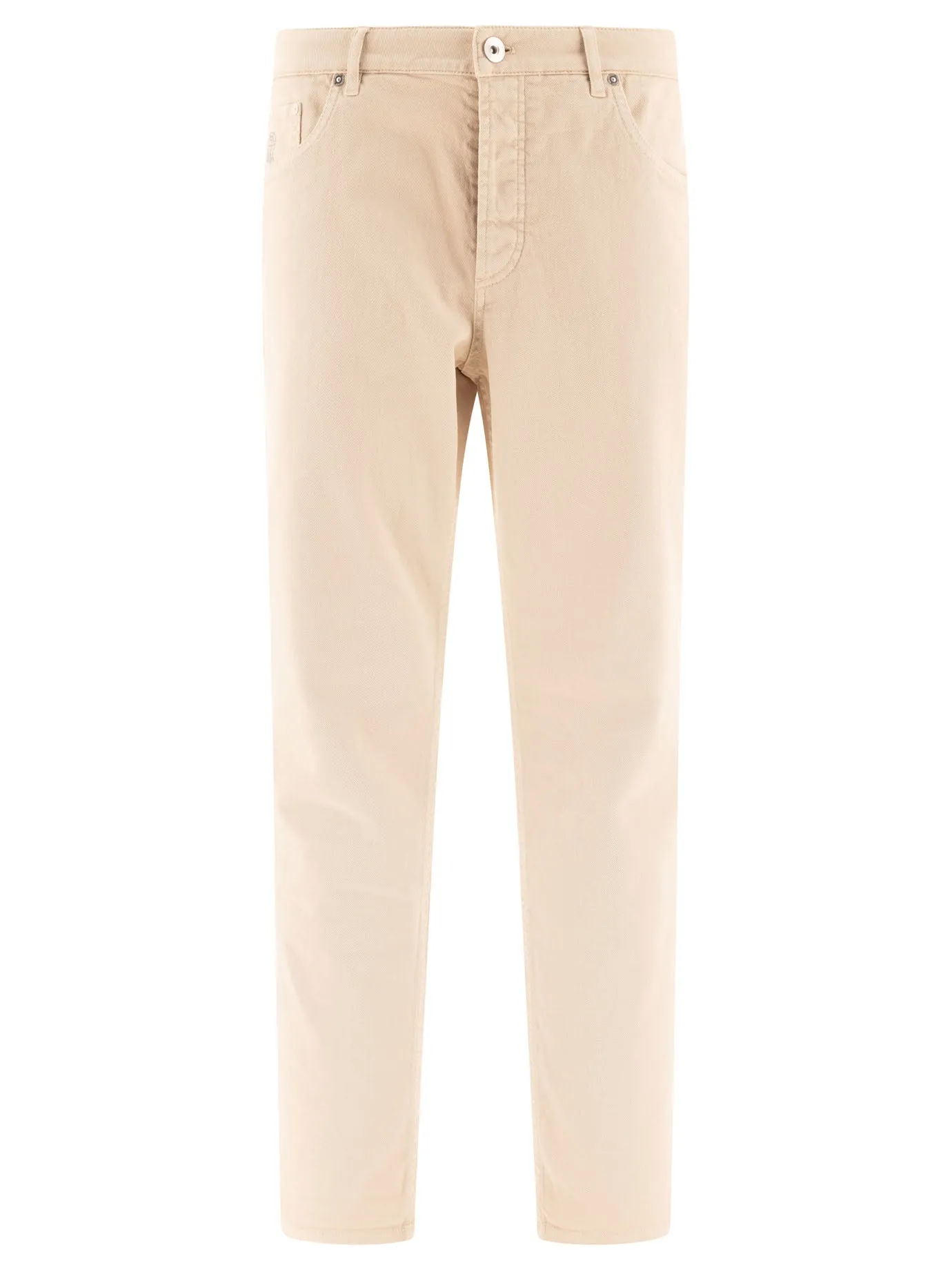 Beige Garment-Dyed Trousers