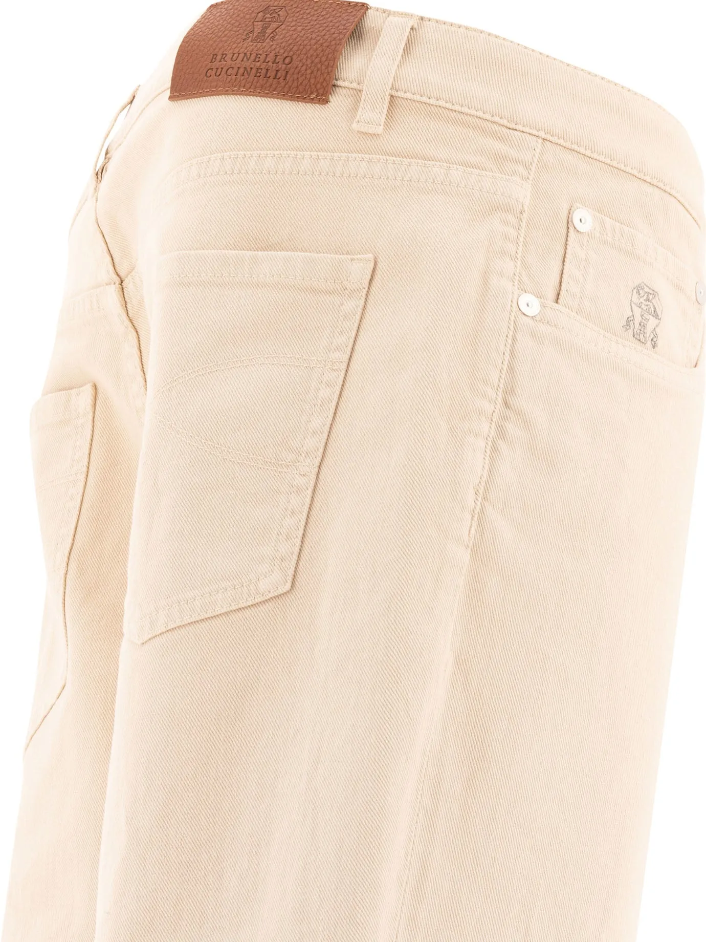 Beige Garment-Dyed Trousers