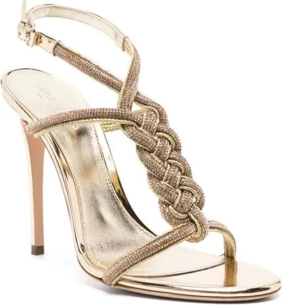 Giambattista Valli 120mm Crystal Embellished Sandals Gold