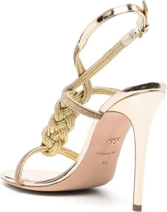 Giambattista Valli 120mm Crystal Embellished Sandals Gold