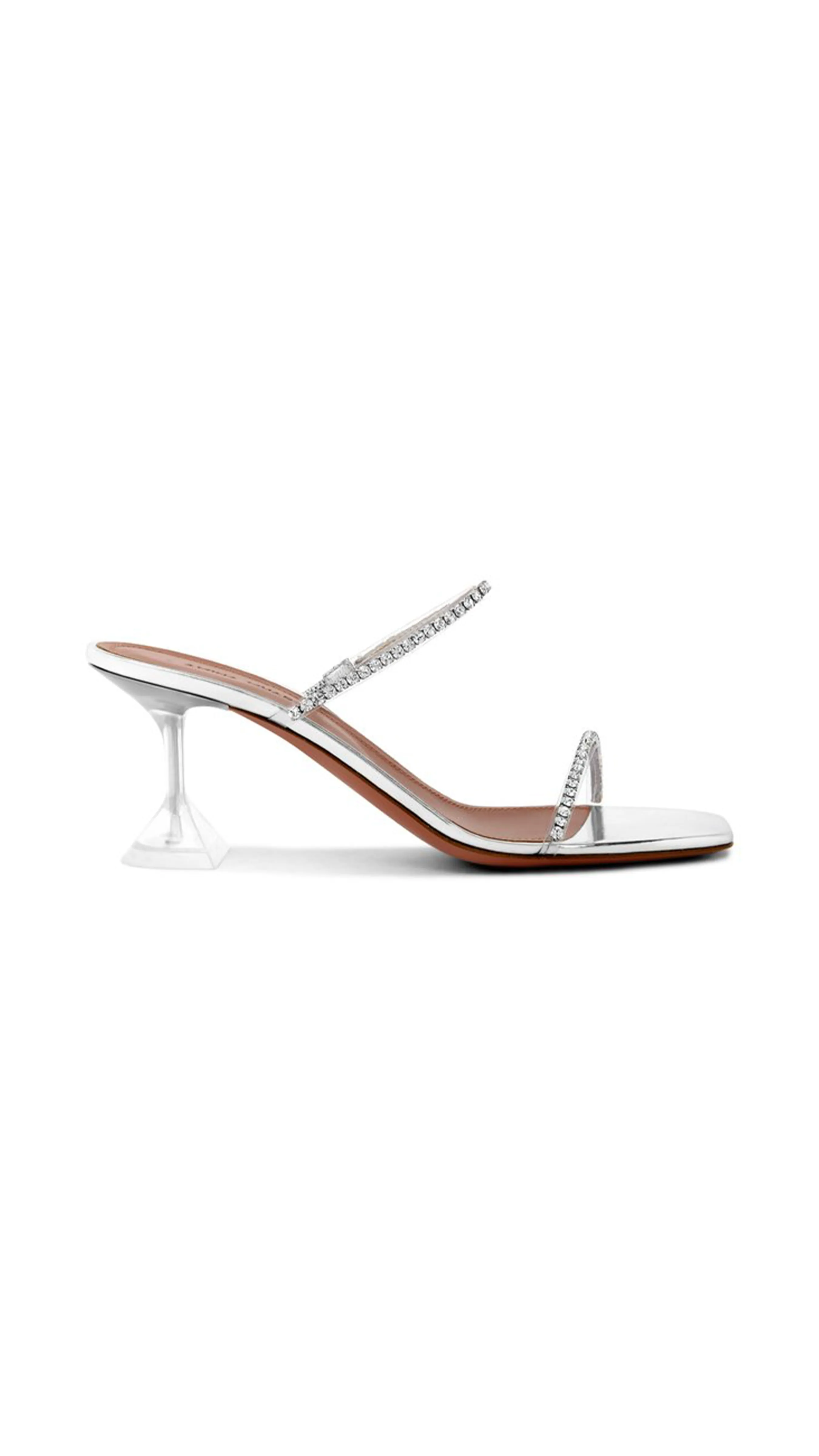 Gilda Metallic Crystal Clear Sandals 70mm