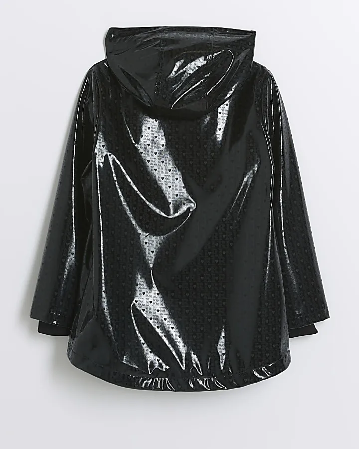 Girls holographic raincoat - black hooded