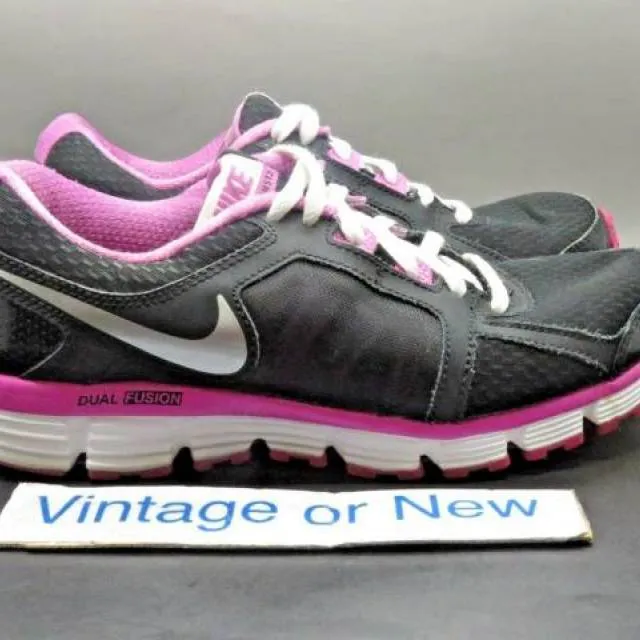 Girls' Nike Dual Fusion St2 Black White Pink Running Shoes