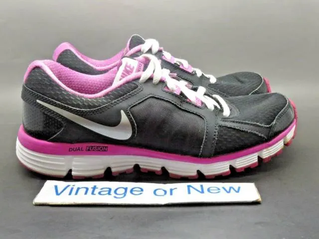 Girls' Nike Dual Fusion St2 Black White Pink Running Shoes