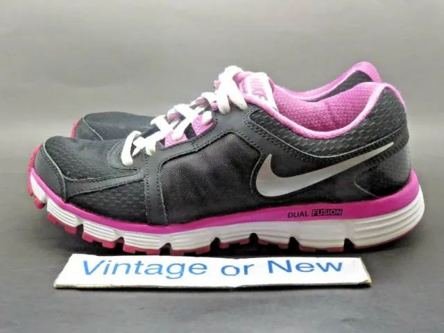 Girls' Nike Dual Fusion St2 Black White Pink Running Shoes