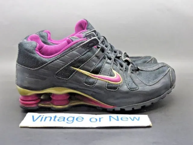 Girls' Nike Shox Turbo Black Gold Purple Running Shoes 2006