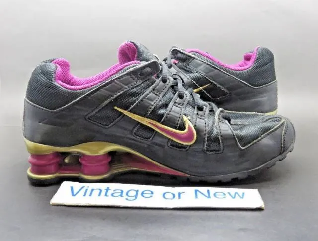 Girls' Nike Shox Turbo Black Gold Purple Running Shoes 2006