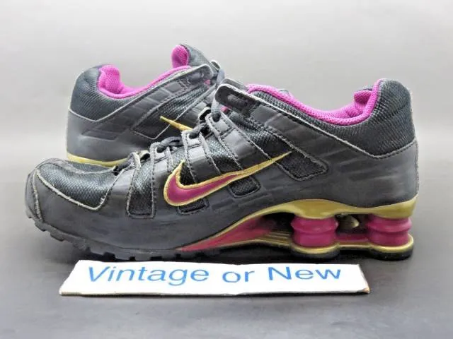 Girls' Nike Shox Turbo Black Gold Purple Running Shoes 2006