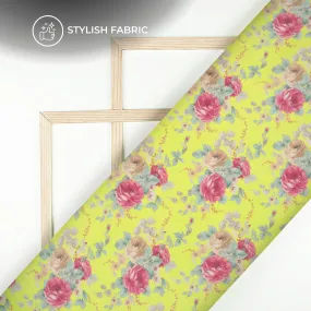 Green Yellow Digital Print Bemberg Chiffon Fabric