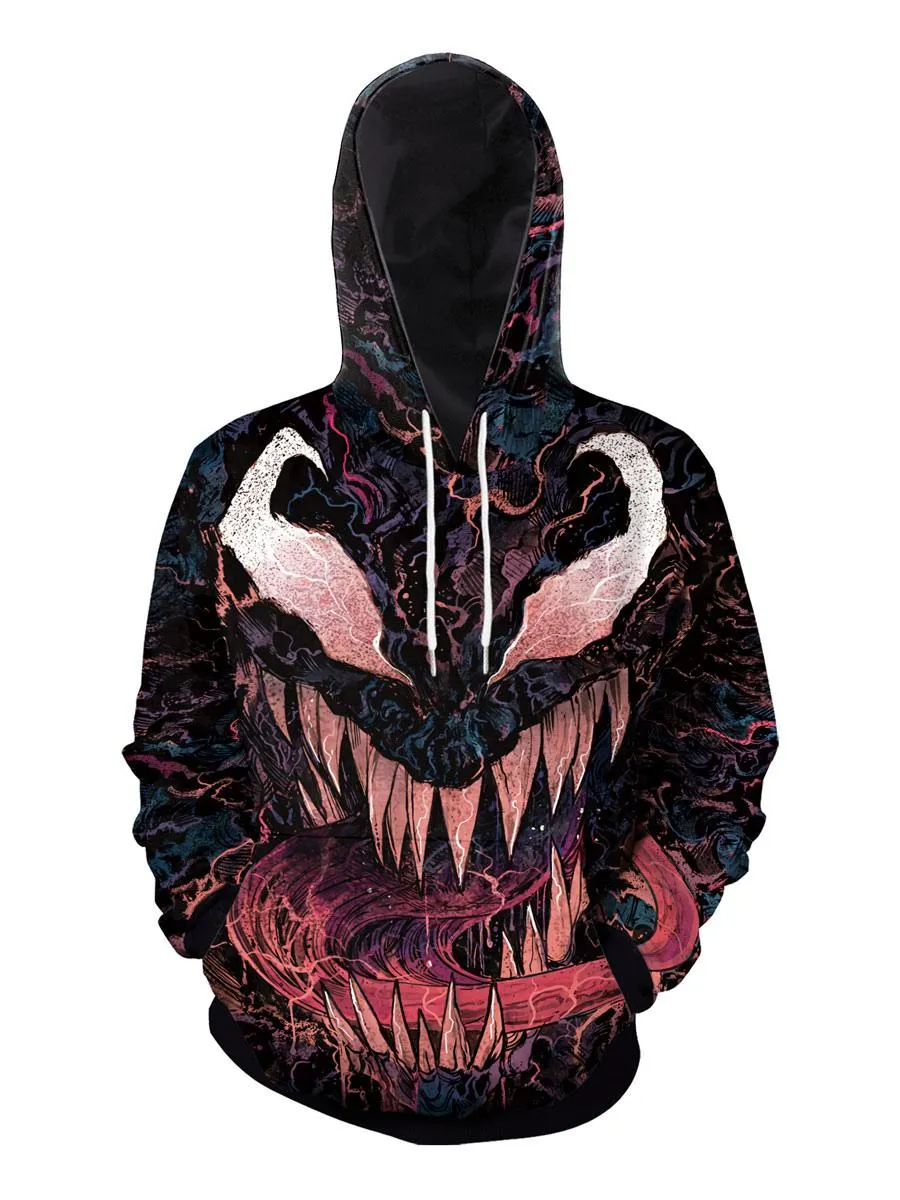 Halloween Hoodies - Men's Scary Polyester Sweatshirt with Long Sleeves