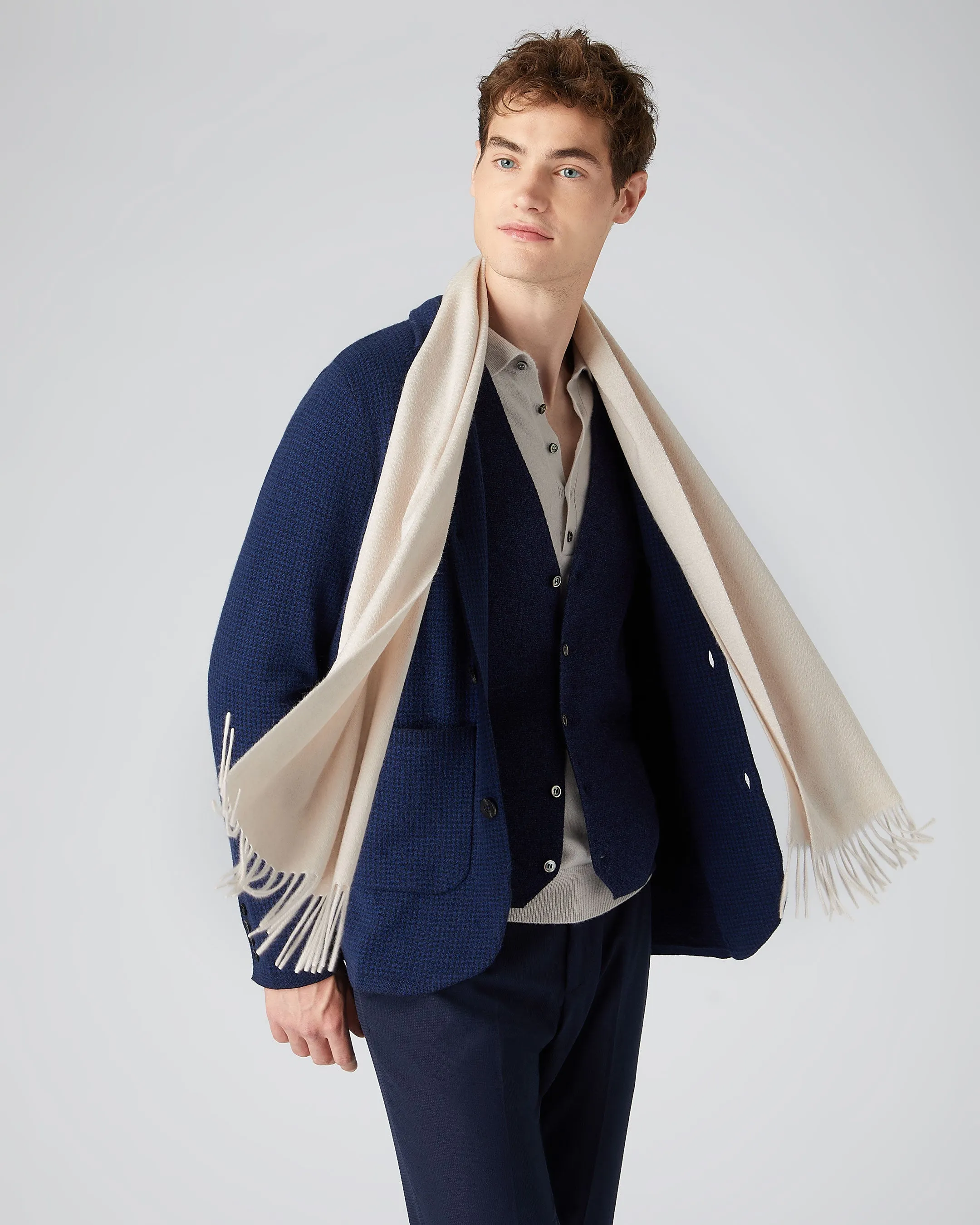 Heather Beige Brown Cashmere Scarf - Unisex Woven