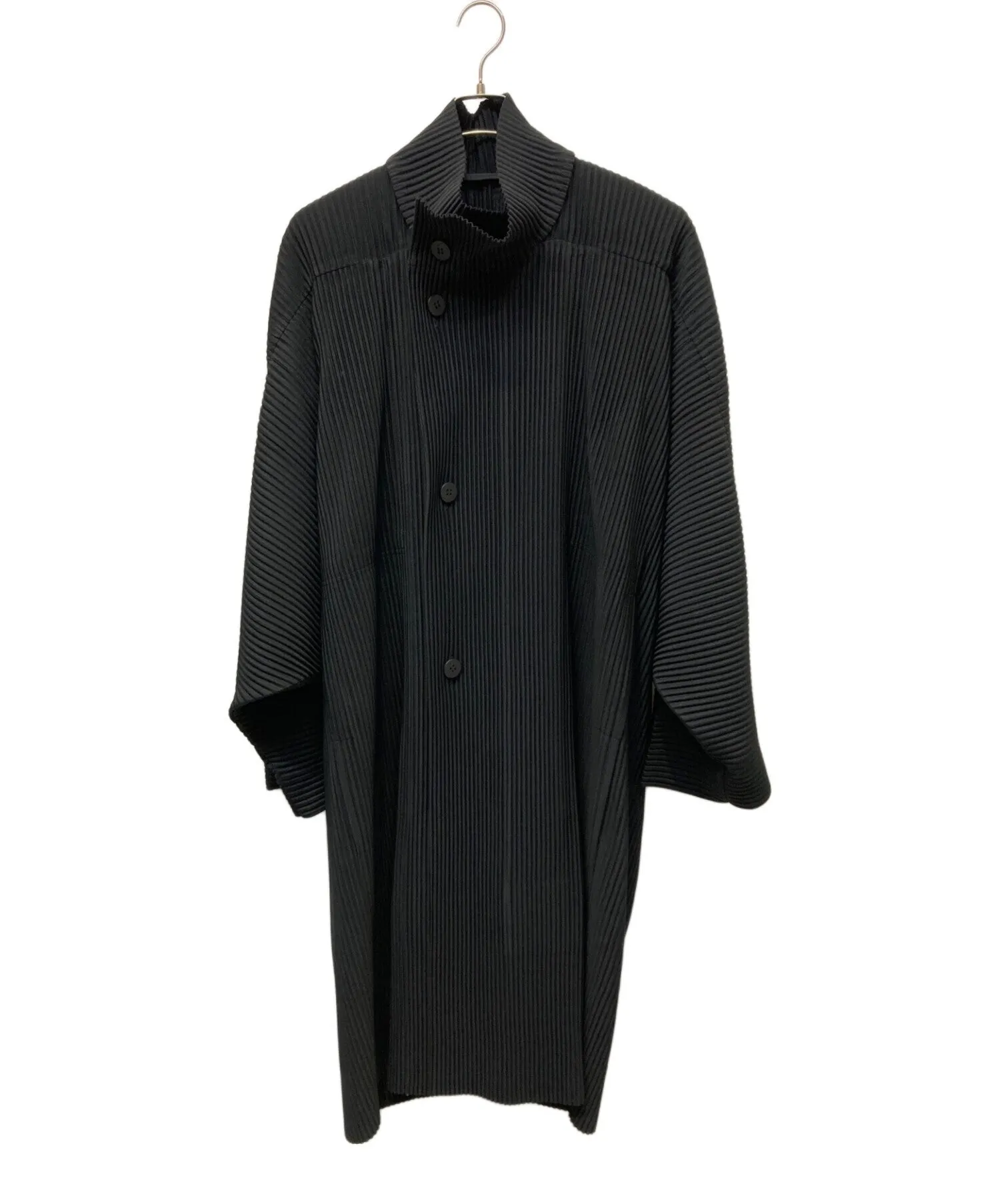 HOMME PLISSE ISSEY MIYAKE pleated coat black size 2 medium Authentic Japan FS.