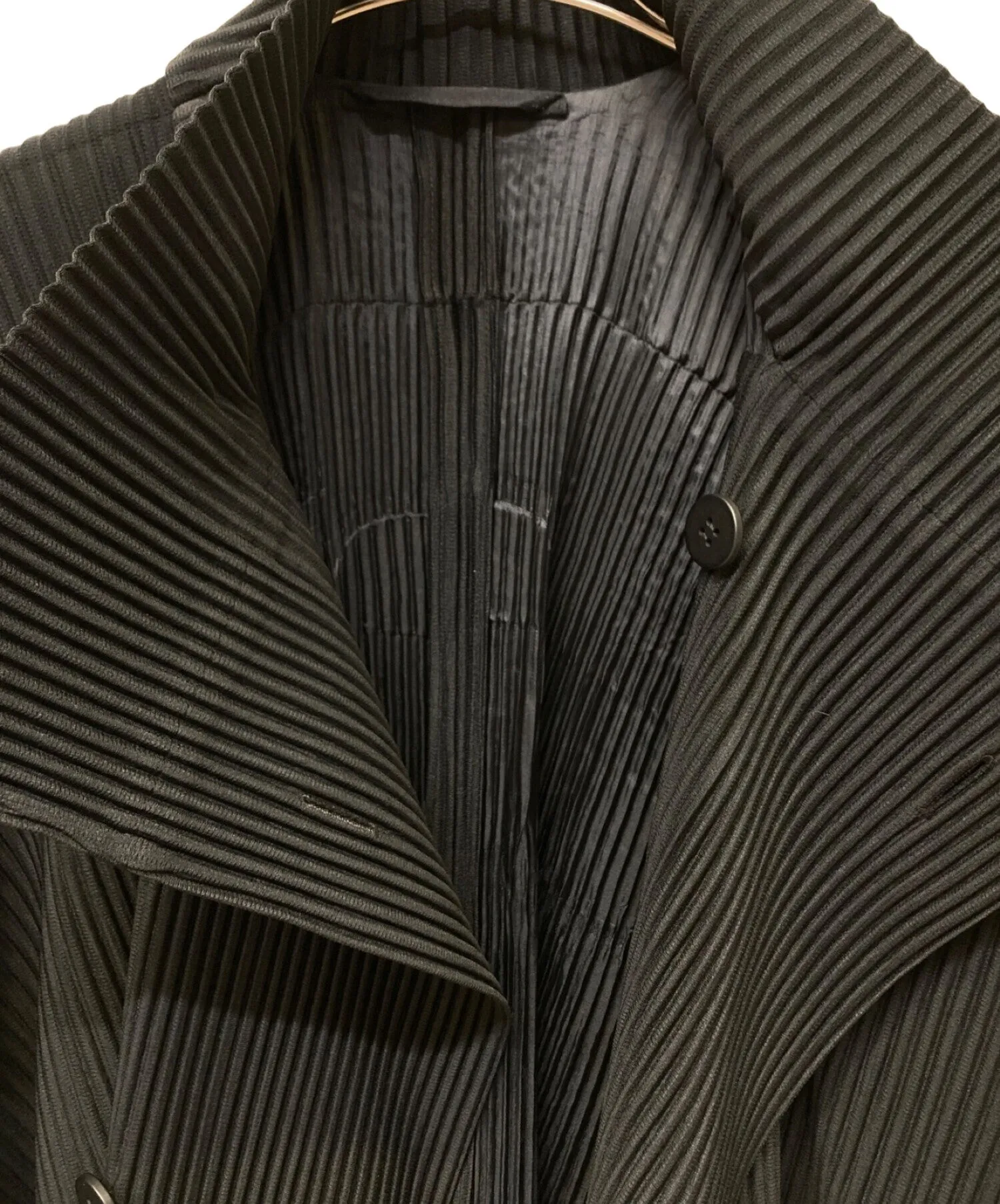 HOMME PLISSE ISSEY MIYAKE pleated coat black size 2 medium Authentic Japan FS.