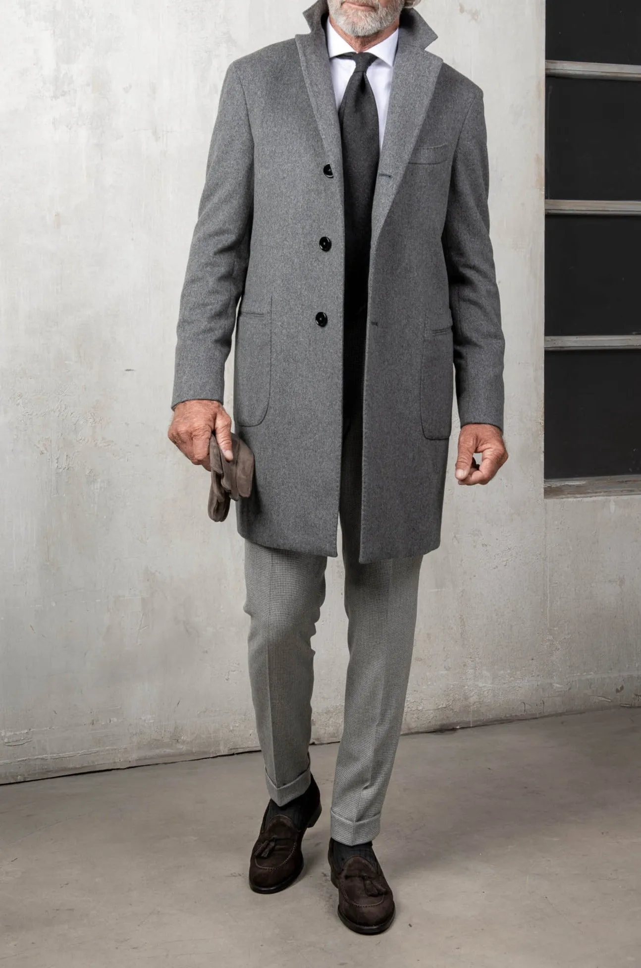 Italian-Made Grey Loro Piana Wool Coat