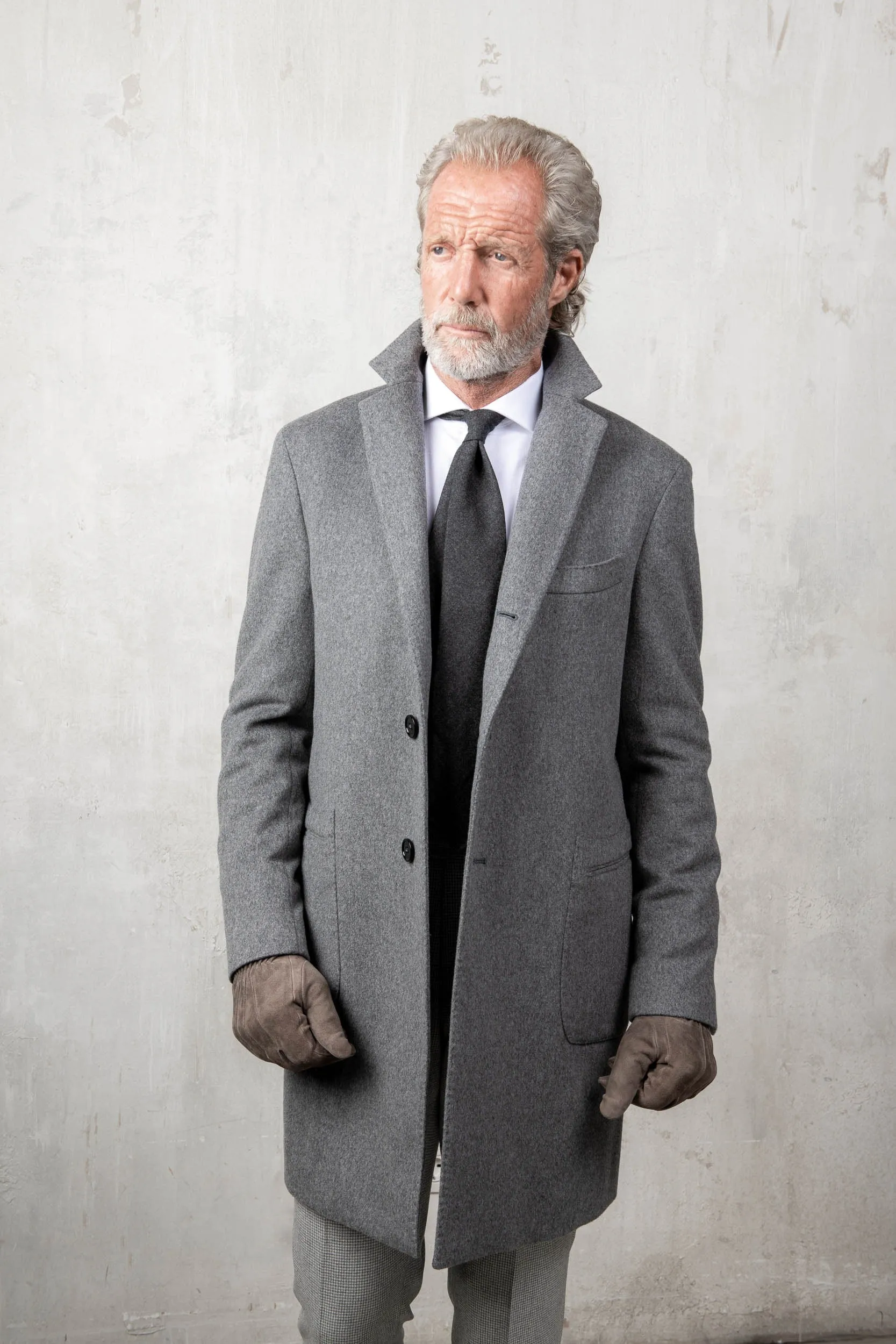 Italian-Made Grey Loro Piana Wool Coat