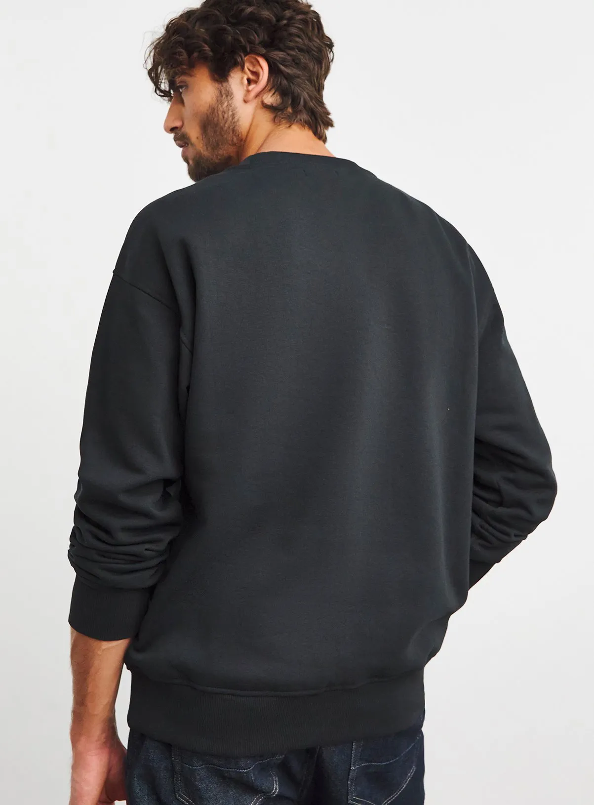 JACAMO Relaxed Fit Crew Neck Sweatshirt in Black 3XL Buy Now.