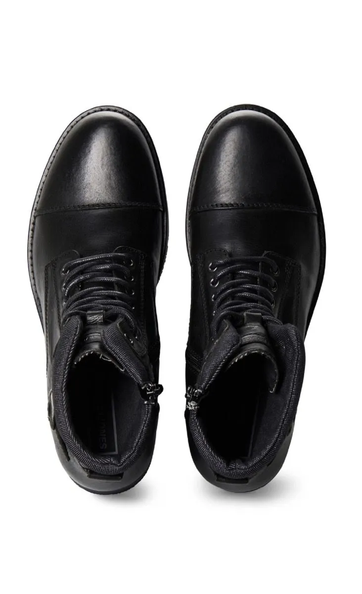 Jack and Jones Albany Leather Boots in Anthracite