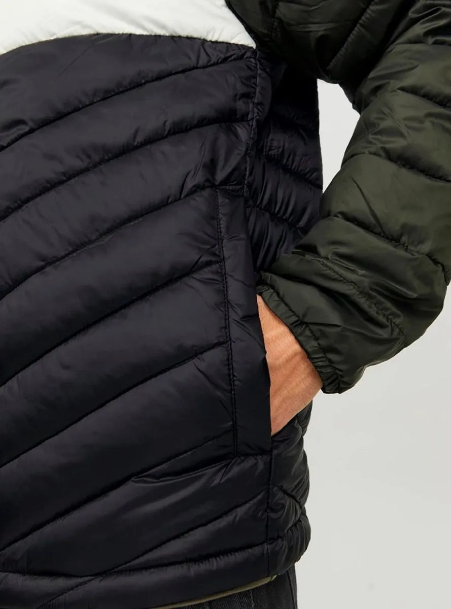 Jack & Jones Hero Puffer Hooded Jacket in Rosin/Blocked