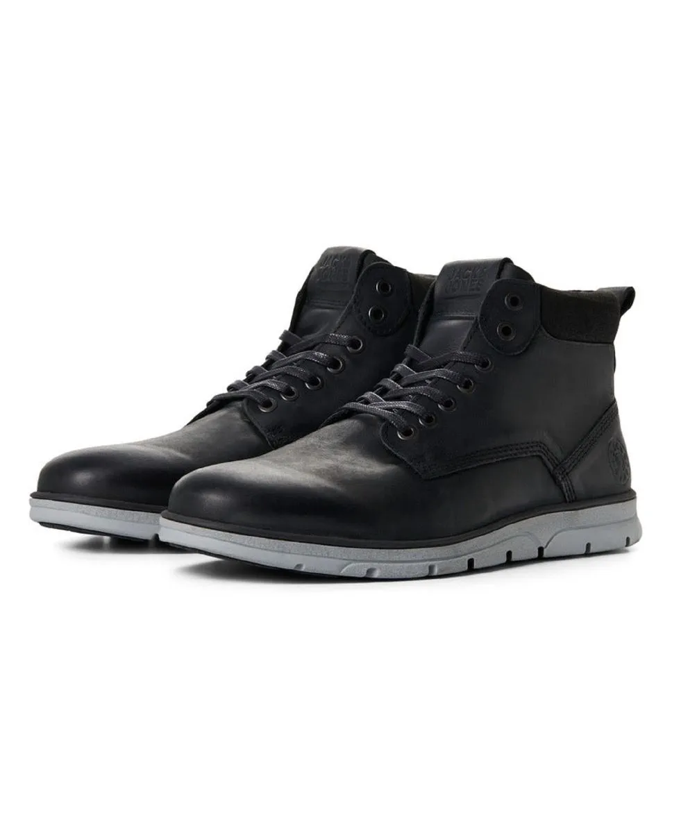 Jack and Jones Tubar Leather Boots in Anthracite