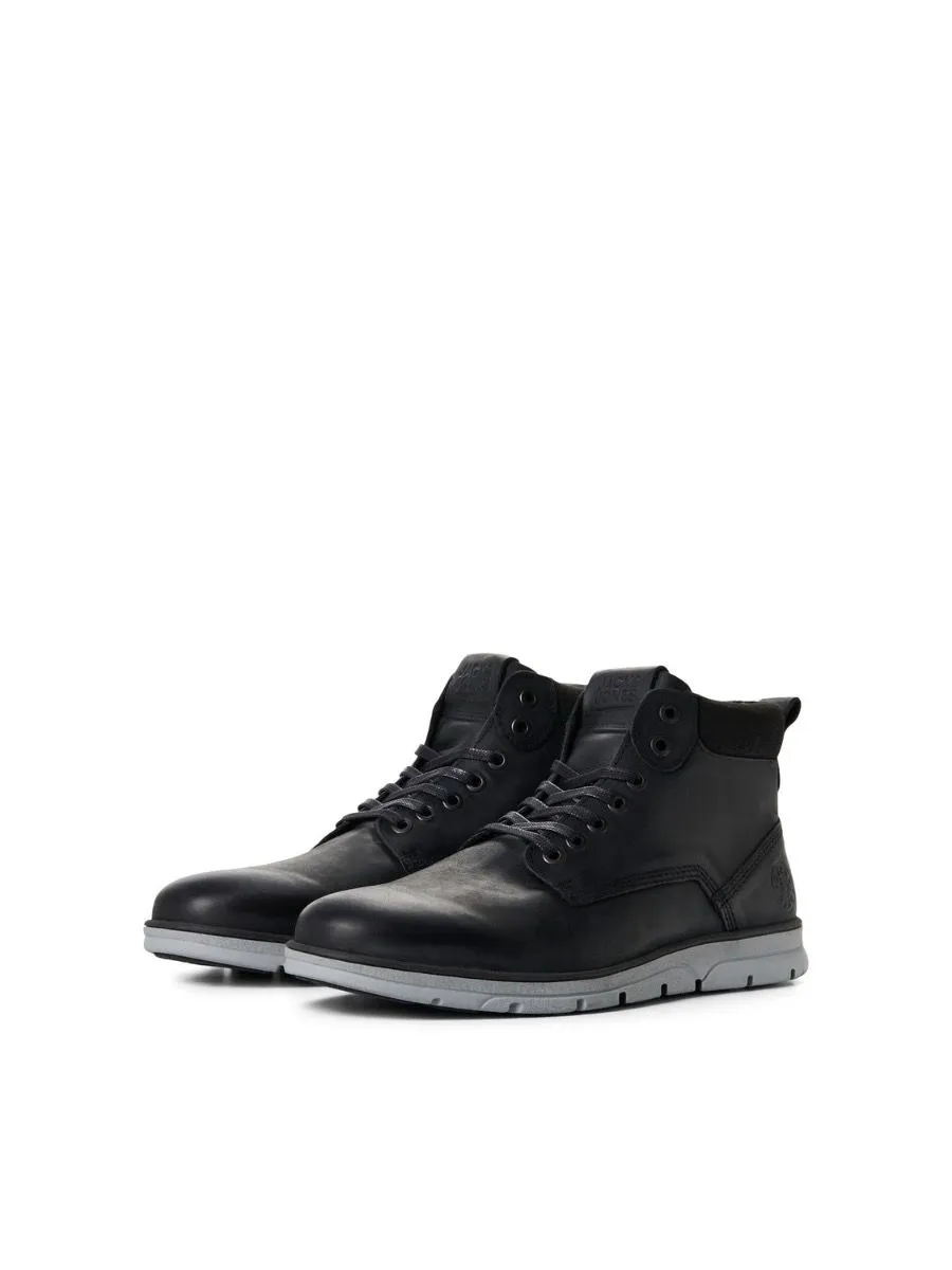 Jack and Jones Tubar Leather Boots in Anthracite