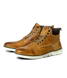 Jack and Jones Tubar Leather Boots in Honey