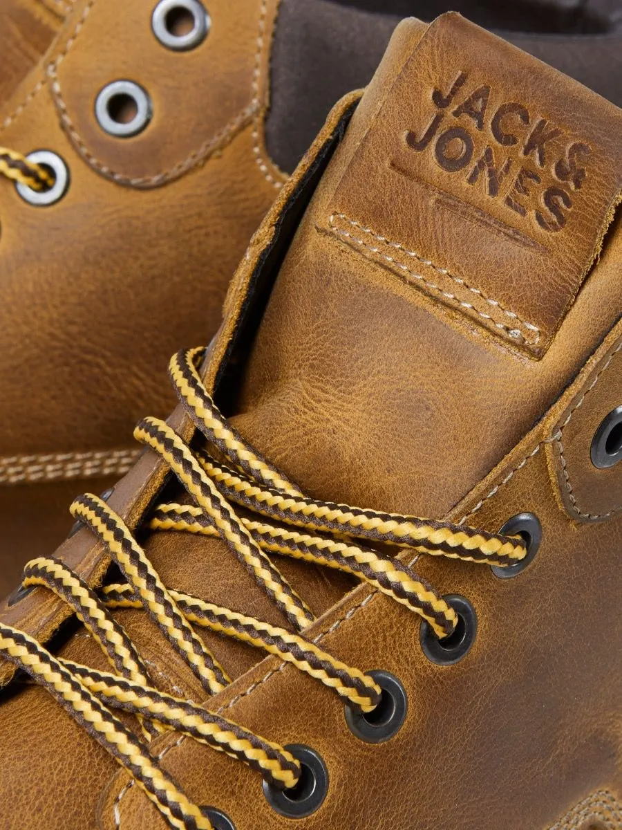 Jack and Jones Tubar Leather Boots in Honey