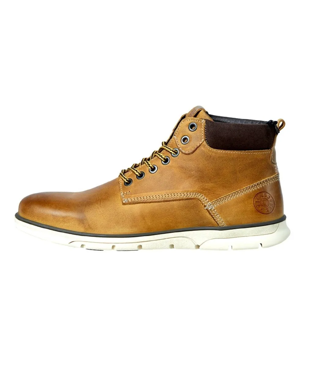 Jack and Jones Tubar Leather Boots in Honey