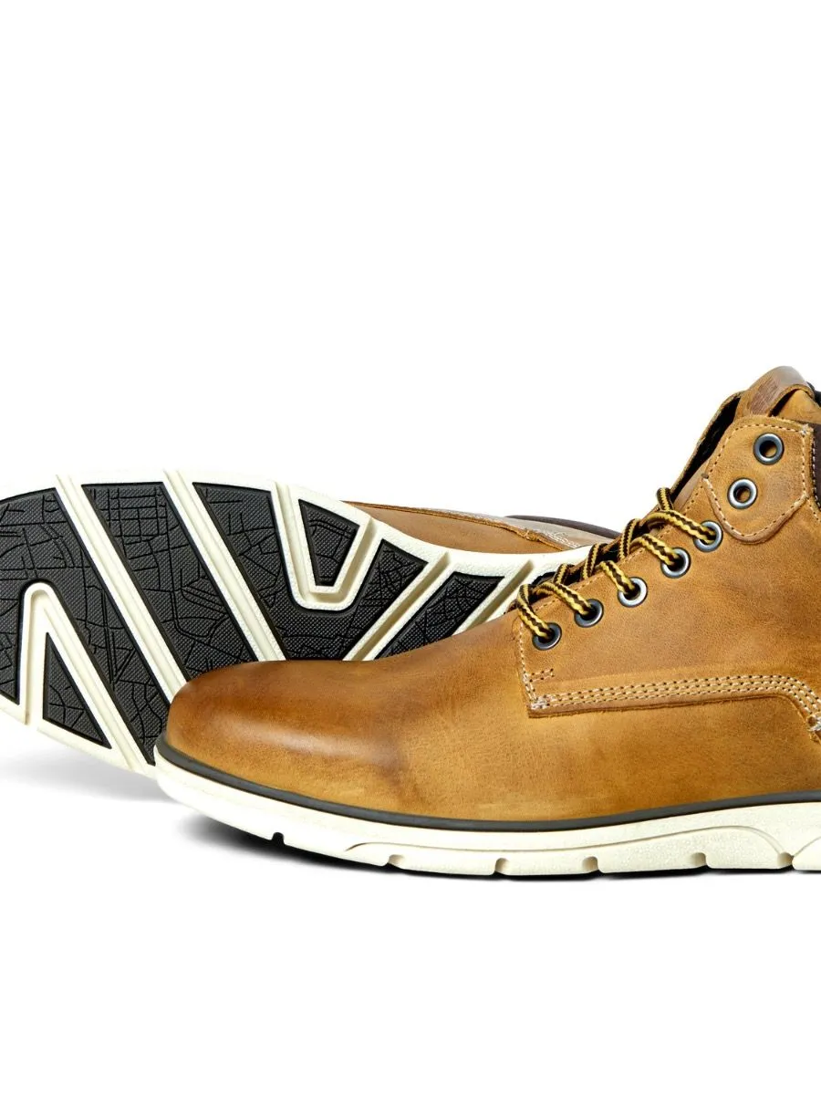 Jack and Jones Tubar Leather Boots in Honey