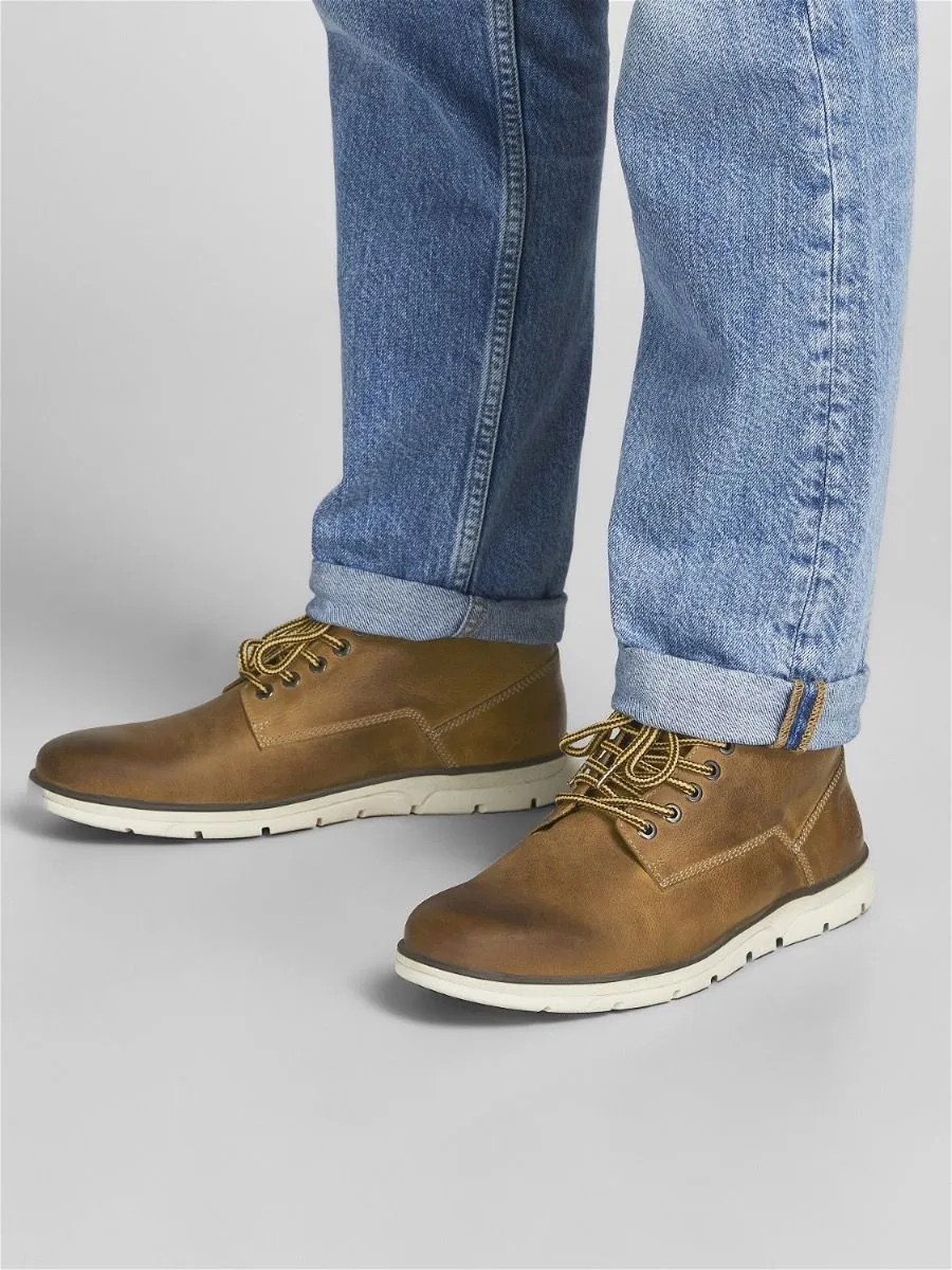 Jack and Jones Tubar Leather Boots in Honey