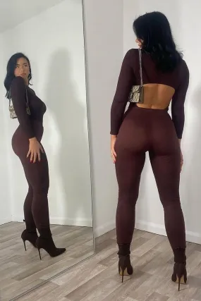 Jersey Leggings - Kirsty - High Waist Chocolate Brown